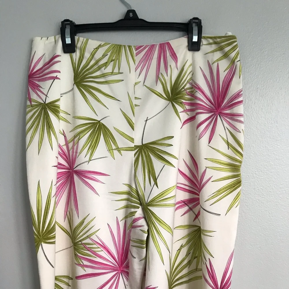 Talbots Women’s Tropical Leaf Print Silk Blend Pants size 8